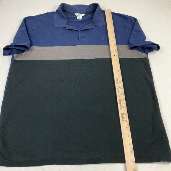 Calvin Klein Mens Cotton Polo Shirt Striped Short Sleeve Collared Pullover Large - Picture 5 of 11